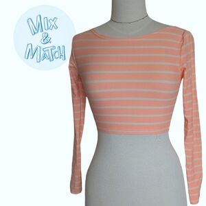 Crop Rashguard Size SMALL Peach Pink And White NWOT*
